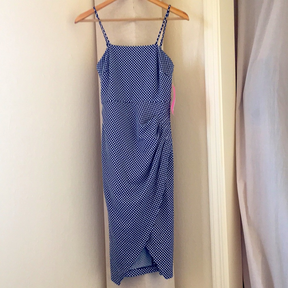 Betsy Johnson Wrap MIDI Navy Dot Dress Size 0
